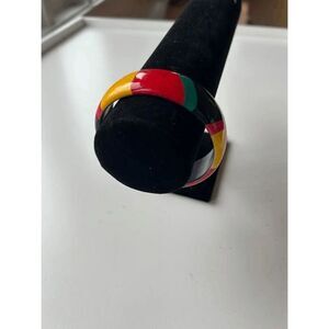 Vintage Hand Painted Modernism Multi Colored Bangle Bracelet